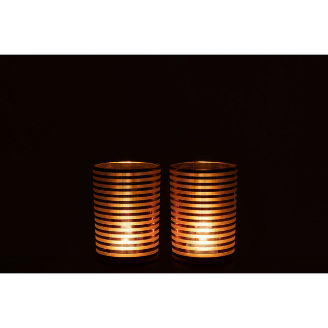 J-Line lantern Stripes - glass - brown - medium
