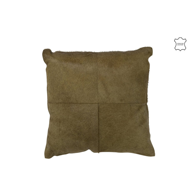 J-Line Cushion Cowhair - leather - olive