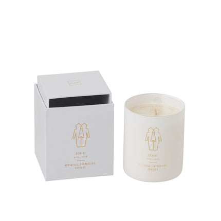 J-Line Astro Gemini Scented Candle - Sapphire Amber Tea - 50 hours - White