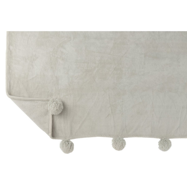 J-Line Plaid Pompom - polyester - light gray - 170 x 130 cm