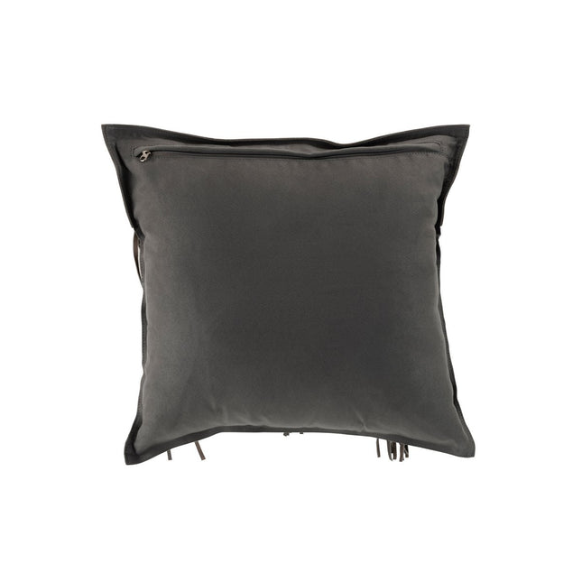 J-Line Cushion Fringes Square - leather - gray