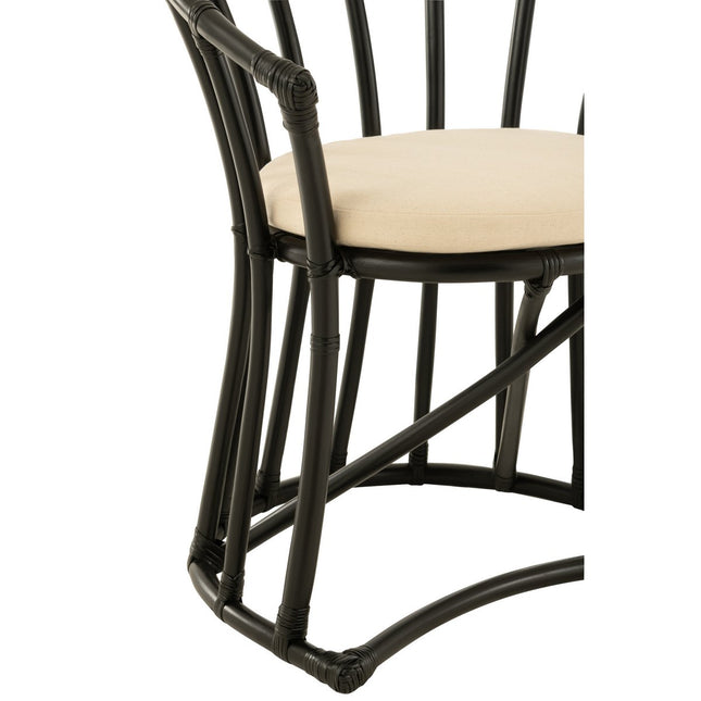 J-Line chair + cushion - jute/textile - black/white