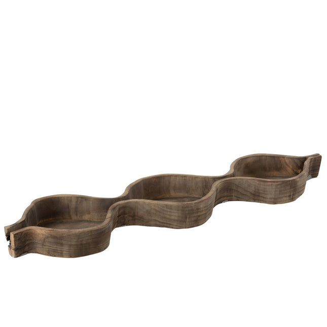 J-Line decoration tray 3 Compartments - wood - natural
