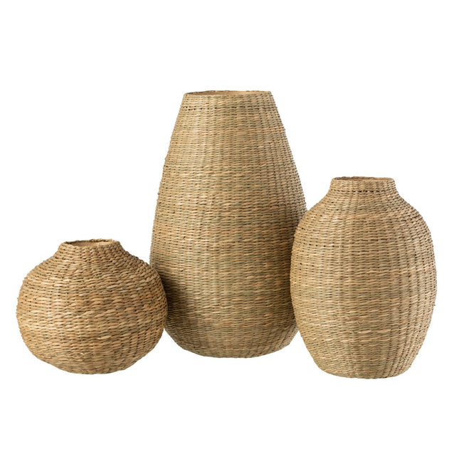 J-Line vaas Large Decoratief - zeegras/bamboe - naturel - 46 cm hoog