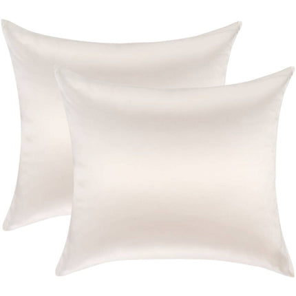 Value set 2x 100% Silk pillowcase Ivory Glossy Hotel Closure - 22MM