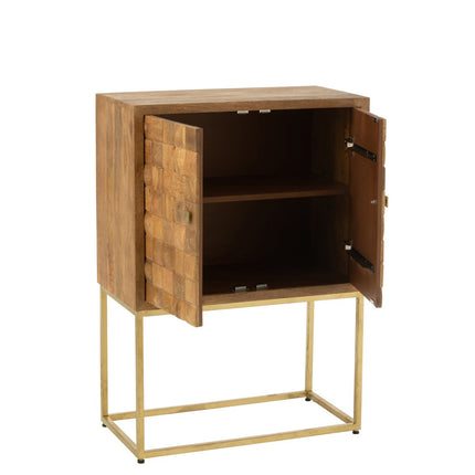 J-Line Nino Cabinet on Stand Metal/Mango Wood Natural/Gold