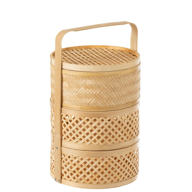 J-Line storage basket 3 compartments - bamboo - natural