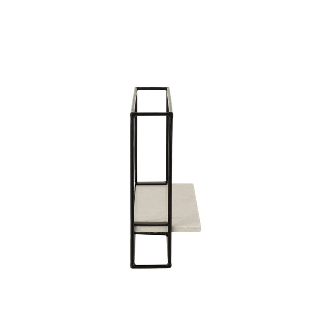 J-Line Muurrek 1 plank - ijzer/marmer - zwart/wit - small