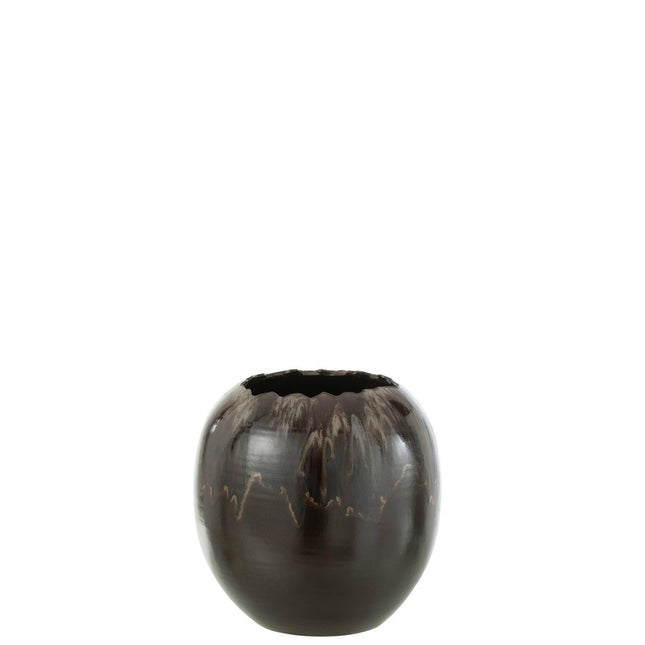 J-Line flower pot - ceramic - brown - small