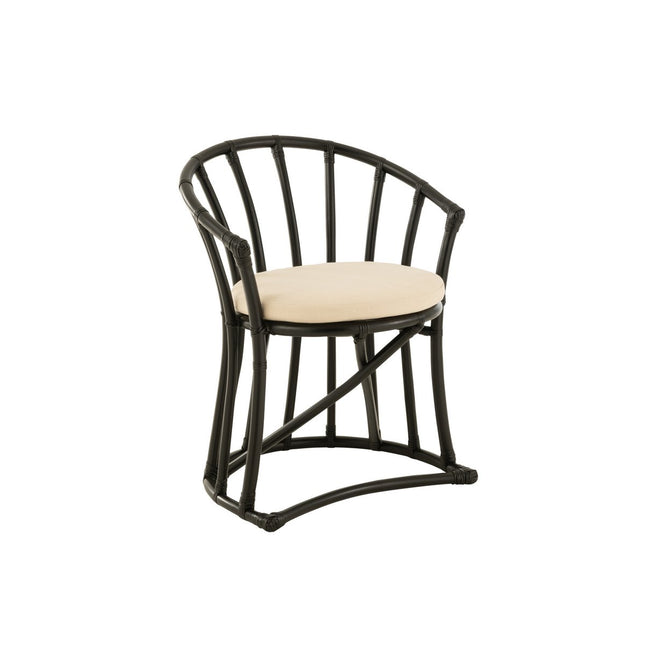 J-Line stoel + kussen - jute/textiel - zwart/wit