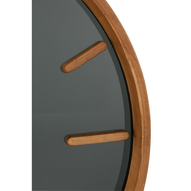J-Line Rond klok - hout/ glas - bruin/ zwart - M - Ø 60 cm