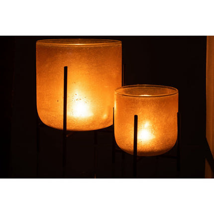 J-Line lantern Astor - candle holder - glass/metal - amber - large