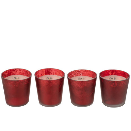 J-Line box of 4 scented candle Deluxe - glass - red