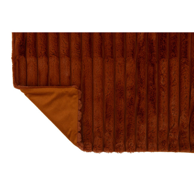 J-Line Plaid corduroy - polyester - rust - 180 x 130 cm
