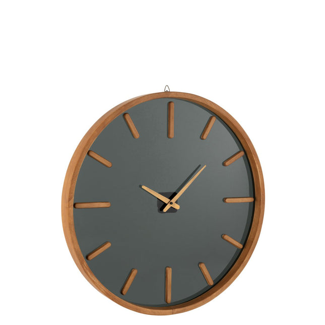 J-Line Round clock - wood/glass - brown/black - Ø 80 cm