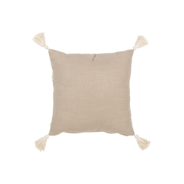 J-Line Cushion Flowers/Leaves - cotton - taupe/beige