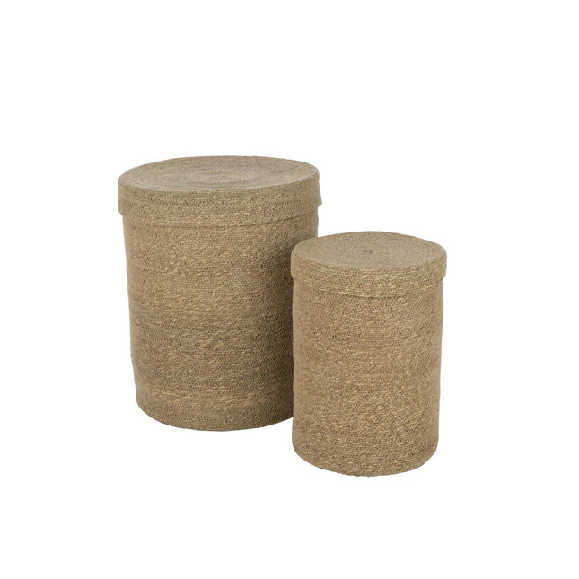 J-Line Set of 2 Baskets High Marie Seagrass Natural
