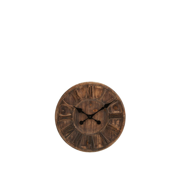 J-Line Schijf Romeinse Cijfers klok - hout - bruin Ø 40 cm