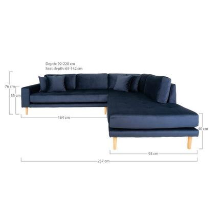 Lido Corner Sofa with Open End - Dark Blue
