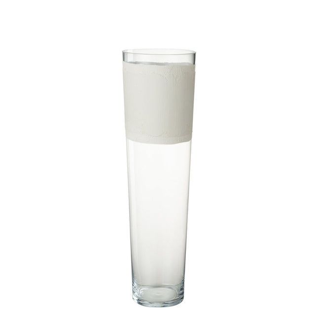 J-Line vase Delph - glass - transparent/white - large