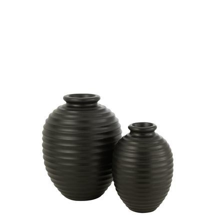 J-Line bloempot Ovaal - terracotta - zwart - large