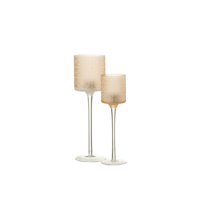 J-Line tealight holder on foot - glass - beige - large