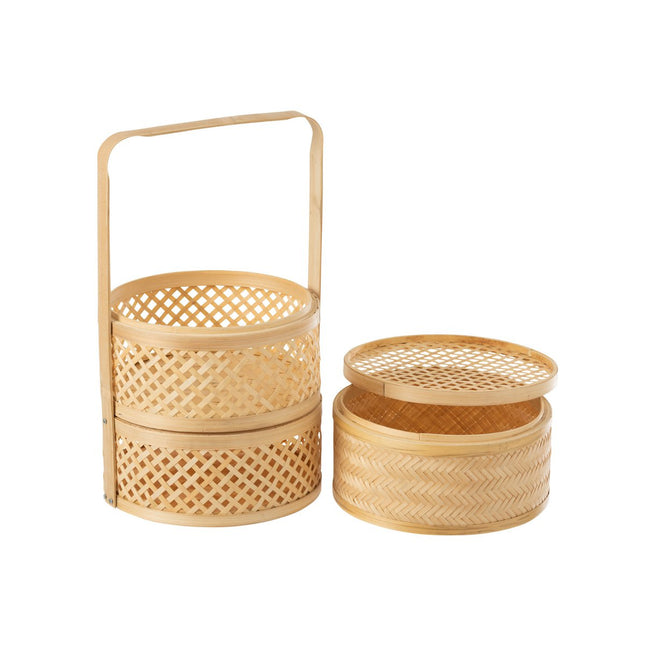 J-Line storage basket 3 compartments - bamboo - natural