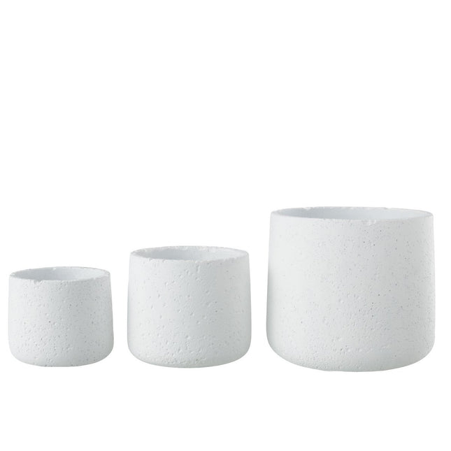 J-Line bloempot Potine - cement - wit - groot - Ø 19,00 cm