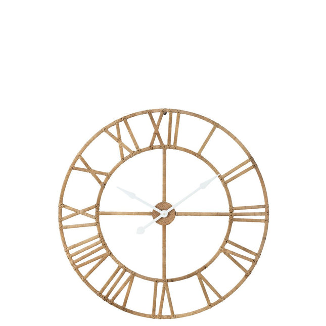 J-Line wall clock Roman - rattan/metal - natural - large - Ø 100 cm