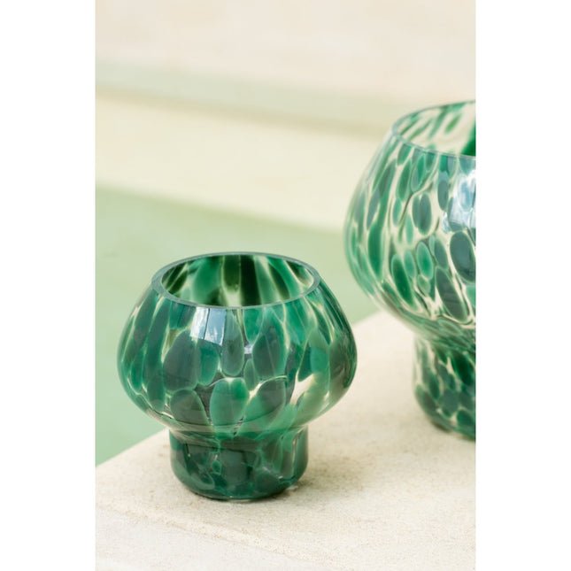 J-Line Lantern Mushroom Glass Green Large
