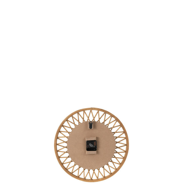 J-Line wall clock Wonder - rattan - natural/white - small - Ø 2.50 cm