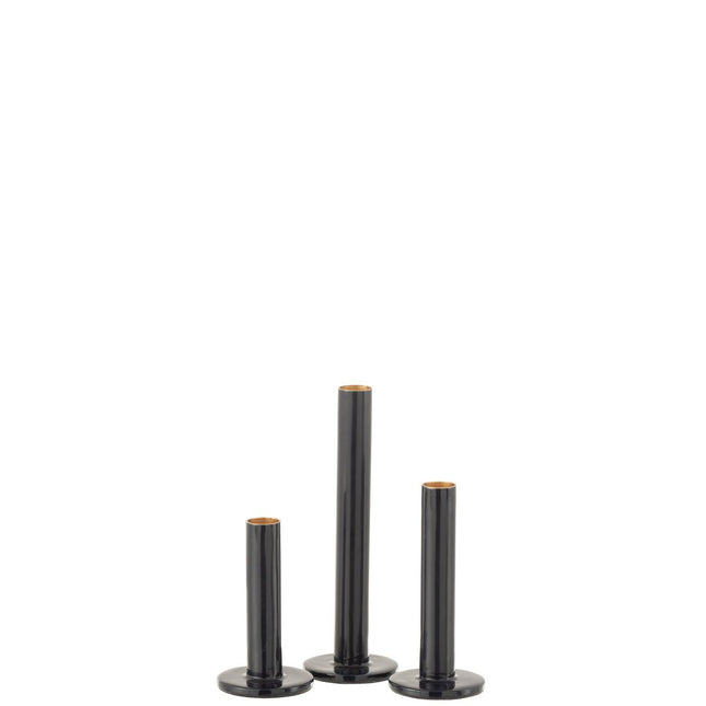 J-Line candlestick Low Modern - metal - blue - 3 pieces