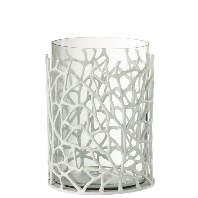J-Line lantern Zee - candle holder - metal - white