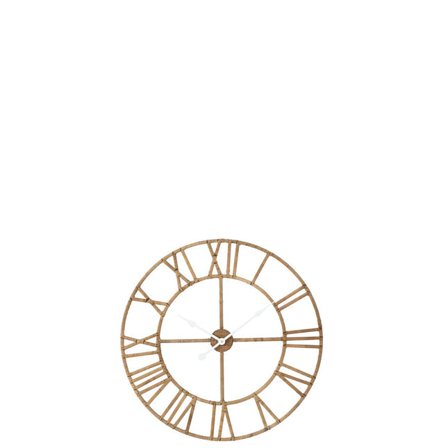 J-Line wall clock Roman - rattan/metal - natural - small