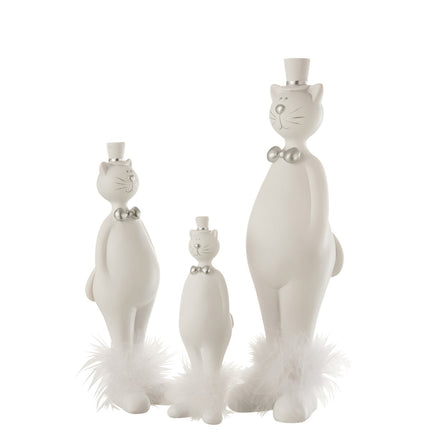 J-Line Cat With Hat Poly White/Silver Large