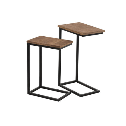 J-Line side table Rectangle - metal/wood - black/natural - set of 2