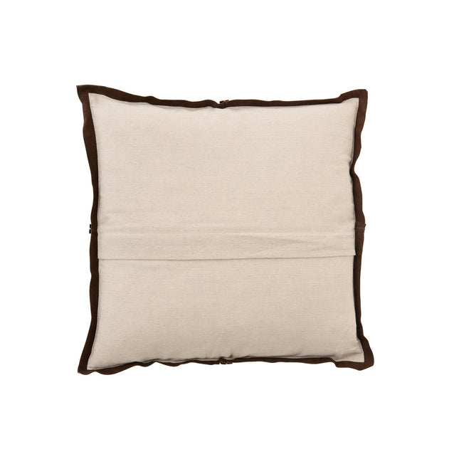 J-Line Cushion Square - leather/linen - brown