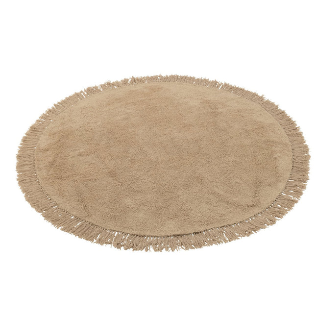 J-Line carpet Round + Fringes - cotton - beige
