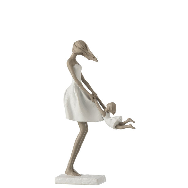 J-Line figure Mother Playing With Daughter - polyresin - white/taupe