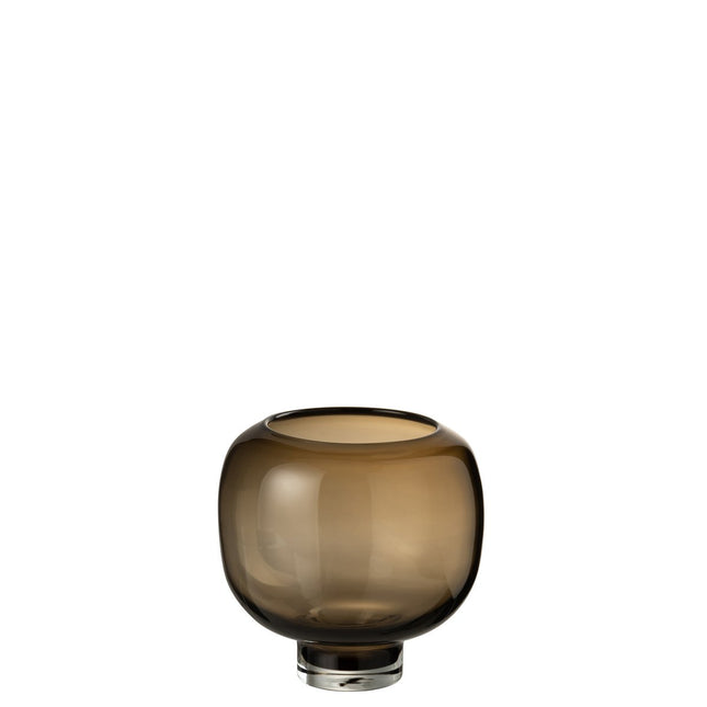 J-Line vase on foot Round - glass - dark brown - large - 20.00 cm high