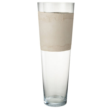 J-Line vase Delph - glass - transparent/beige - extra large