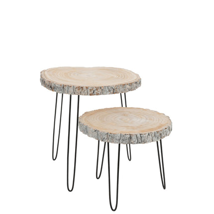 J-Line side table Paulownia - wood/iron - gray - large