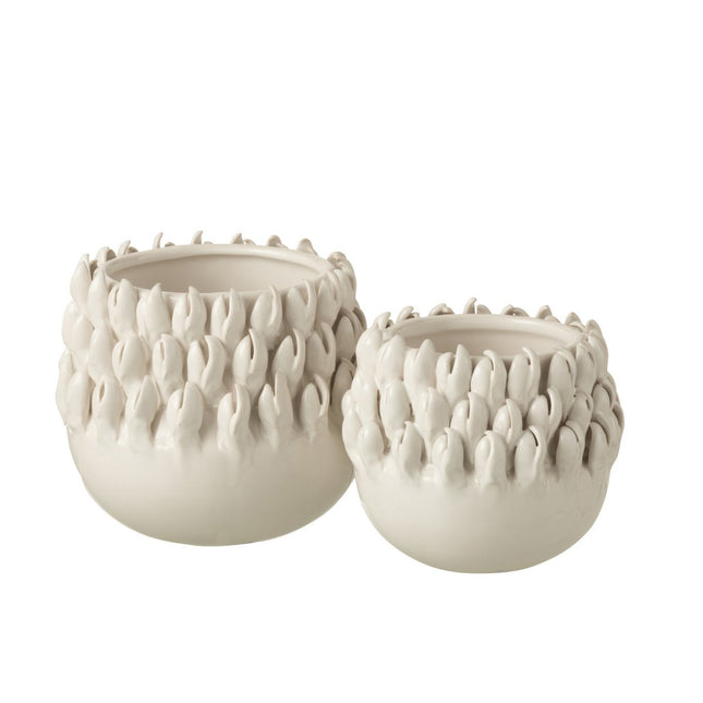 J-Line flower pot Ibiza - ceramic - white - large - Ø 15.50 cm