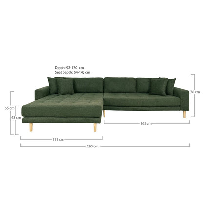 Lido Lounge Sofa Left - Olive Green