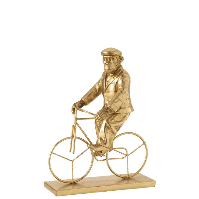 J-Line decoration Monkey Bicycle - polyresin - gold - large