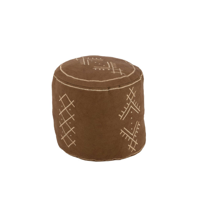 J-Line pouffe Cylinder Ethnic Patterns - cotton - brown