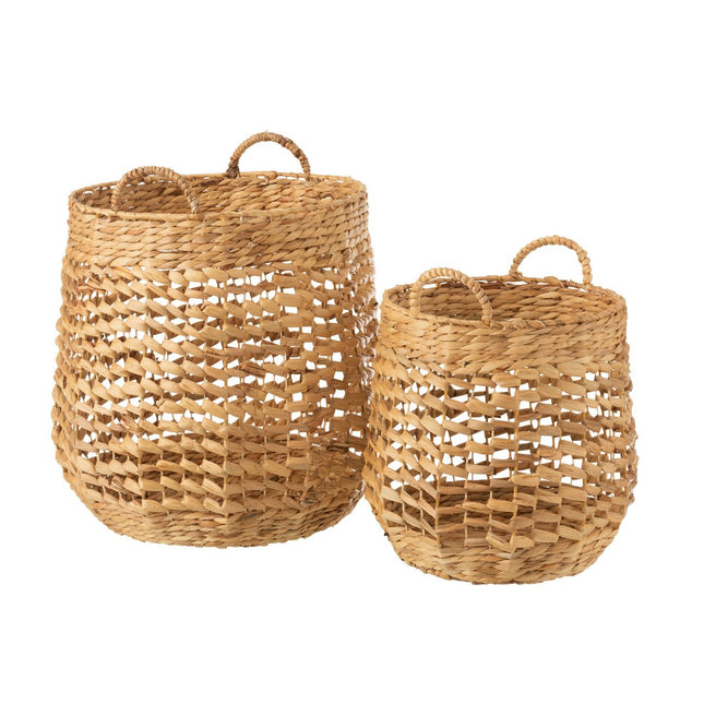J-Line set of 2 baskets - water hyacinth - natural