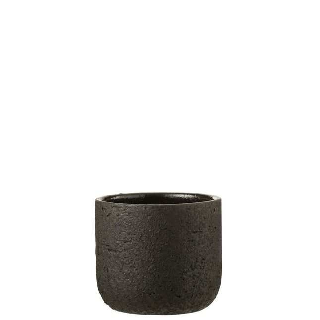 J-Line bloempot Ruw - keramiek - zwart - medium - Ø 18.50 cm