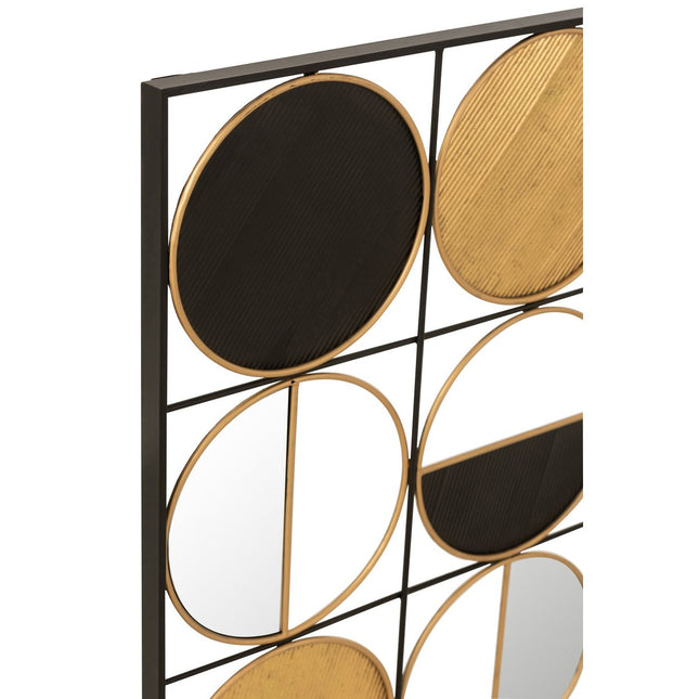 J-Line wall decoration Rounds - iron/glass - gold/black