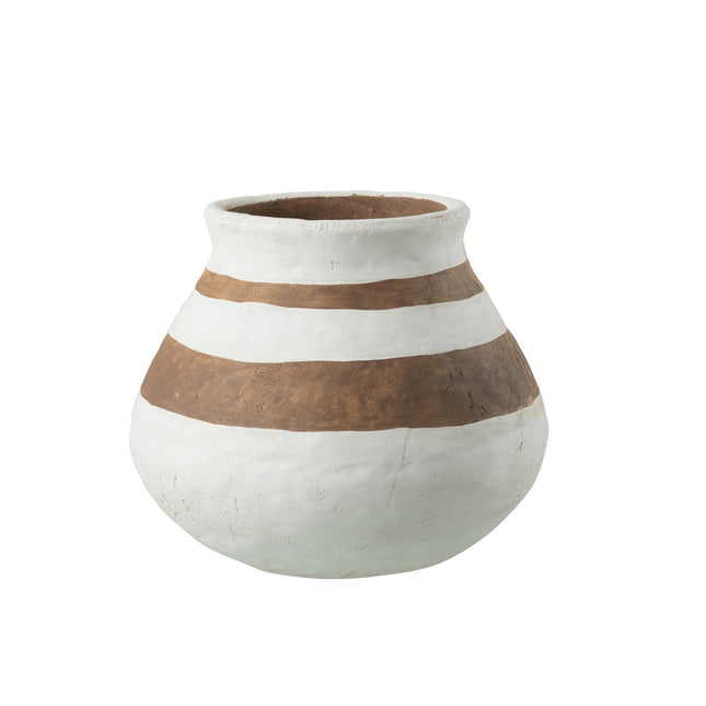 J-Line vase Kenya Low - ceramic - white/brown - large